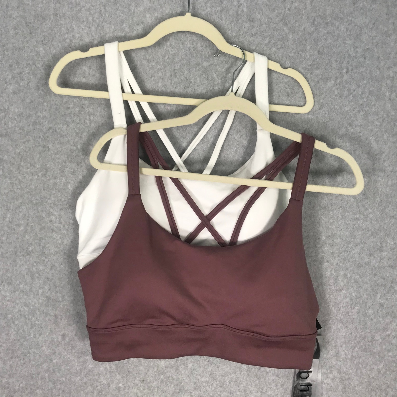 Zobha Sports Bra Womens Xxl White Rose Taupe 2 Pack Strappy Lacey Medium Impact